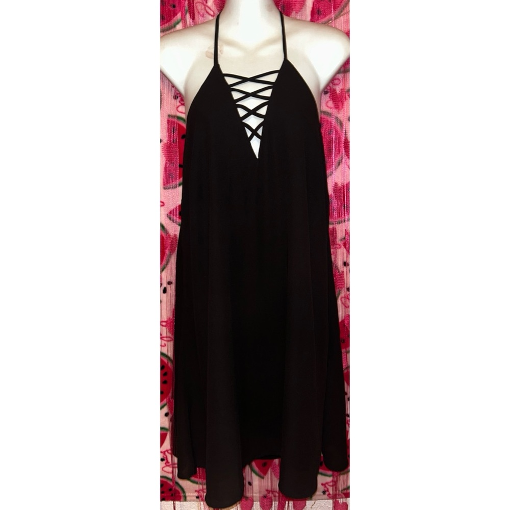 🖤 VENUS Lace Up Halter Sundress for Cocktail Nights